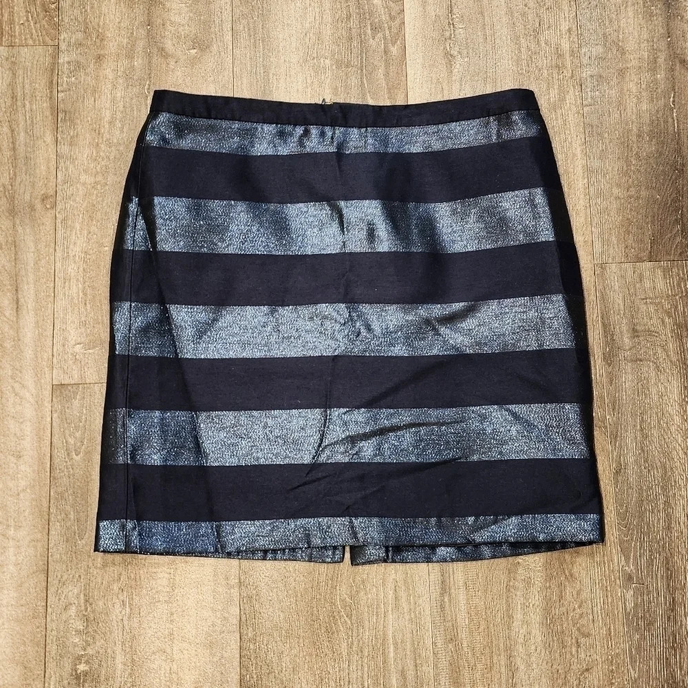 Tommy Hilfiger Striped Navy Metallic Mini Skirt